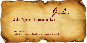 Jéger Lamberta névjegykártya